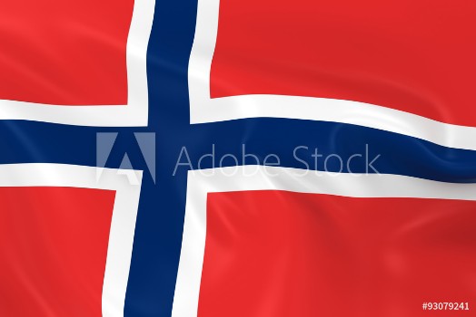 Picture of Waving Flag of Norway - 3D Render of the Norwegian Flag with Silky Texture